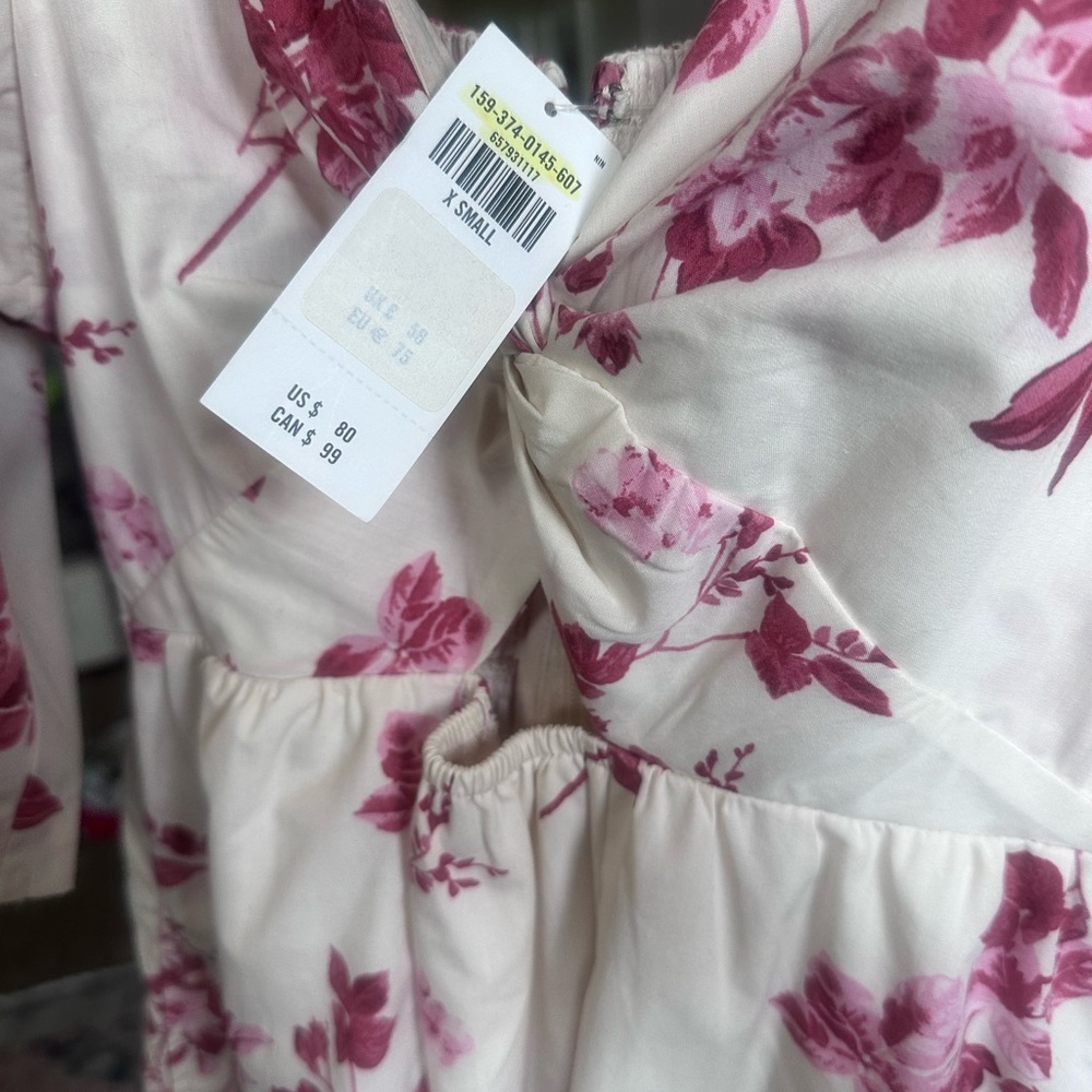 Abercrombie & Fitch White Mini Dress with Pink Floral Print - Picture 4 of 4